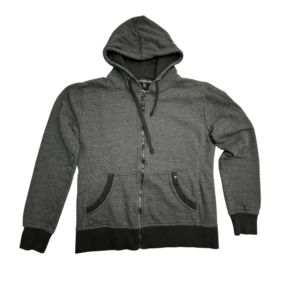PACT Organic Hoodie Womens Large Gray Full Zip Fleece Sweatshirt‎ Organic Cotton